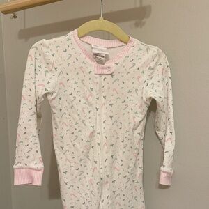 Lullaby Set 100% Pima Cotton White and Pink Candy Cane Christmas Baby Sleeper